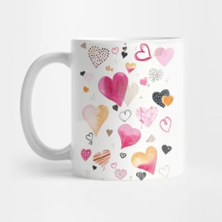 Pretty pink and golden watercolor hearts pattern Mug